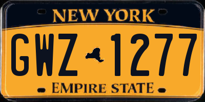 NY license plate GWZ1277
