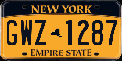 NY license plate GWZ1287