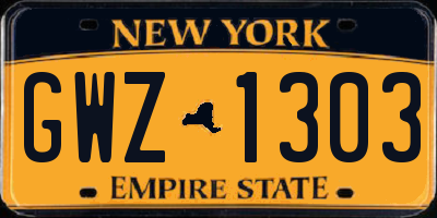 NY license plate GWZ1303