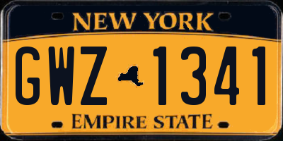 NY license plate GWZ1341