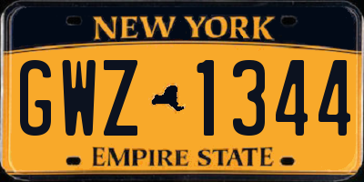 NY license plate GWZ1344
