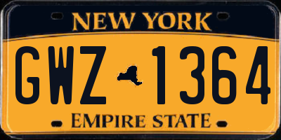 NY license plate GWZ1364