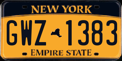 NY license plate GWZ1383