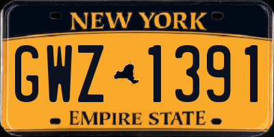 NY license plate GWZ1391