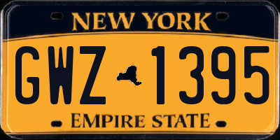 NY license plate GWZ1395