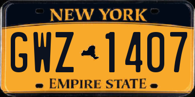 NY license plate GWZ1407