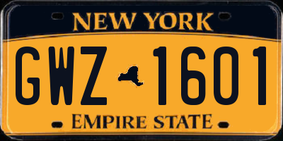 NY license plate GWZ1601