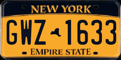 NY license plate GWZ1633