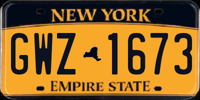 NY license plate GWZ1673