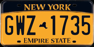 NY license plate GWZ1735
