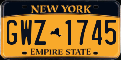 NY license plate GWZ1745