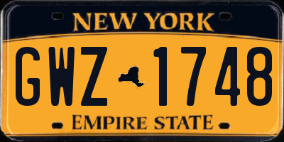 NY license plate GWZ1748