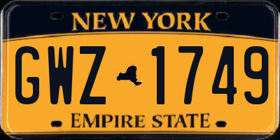 NY license plate GWZ1749