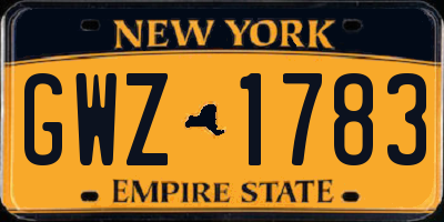 NY license plate GWZ1783