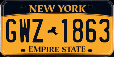 NY license plate GWZ1863