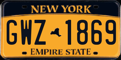 NY license plate GWZ1869