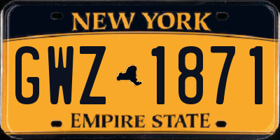 NY license plate GWZ1871