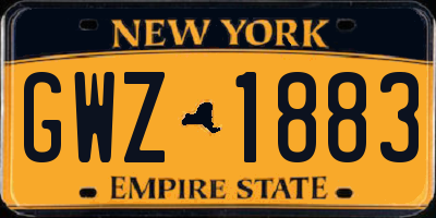 NY license plate GWZ1883