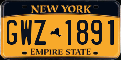 NY license plate GWZ1891