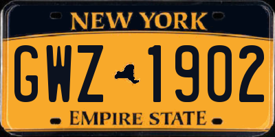 NY license plate GWZ1902