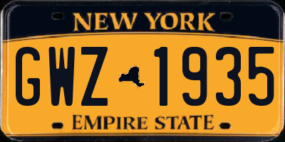 NY license plate GWZ1935