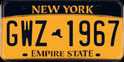 NY license plate GWZ1967