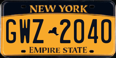 NY license plate GWZ2040