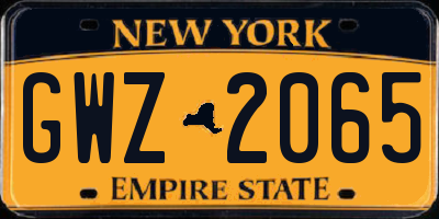 NY license plate GWZ2065