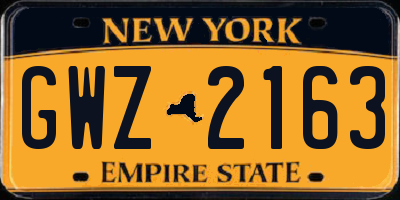 NY license plate GWZ2163