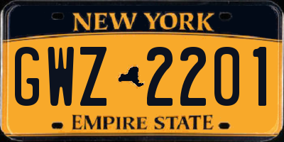 NY license plate GWZ2201