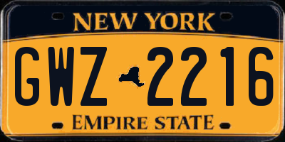 NY license plate GWZ2216