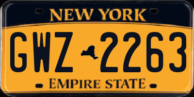 NY license plate GWZ2263