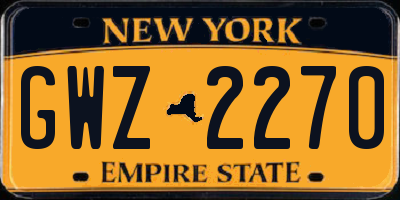 NY license plate GWZ2270