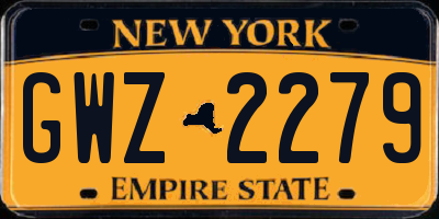 NY license plate GWZ2279