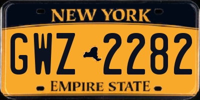 NY license plate GWZ2282