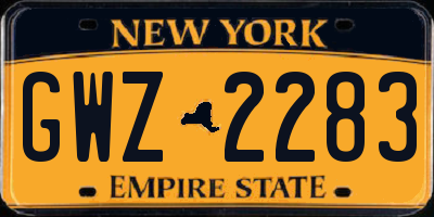 NY license plate GWZ2283