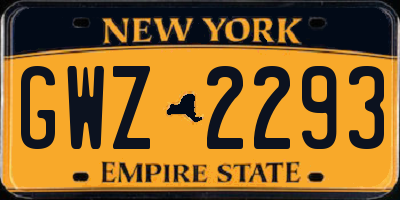NY license plate GWZ2293