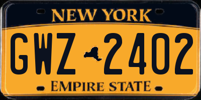 NY license plate GWZ2402