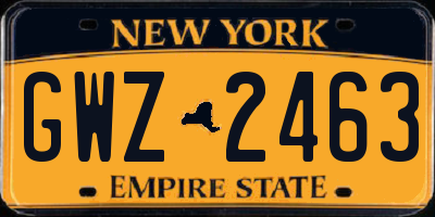 NY license plate GWZ2463