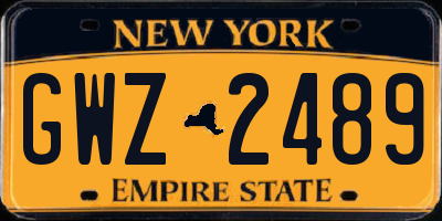 NY license plate GWZ2489