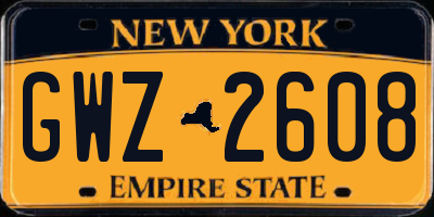 NY license plate GWZ2608