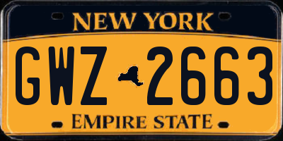 NY license plate GWZ2663