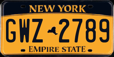 NY license plate GWZ2789