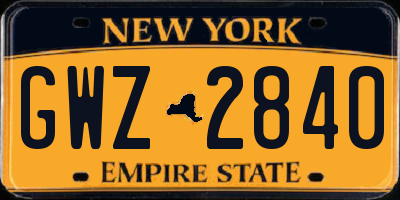 NY license plate GWZ2840