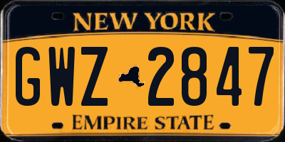 NY license plate GWZ2847