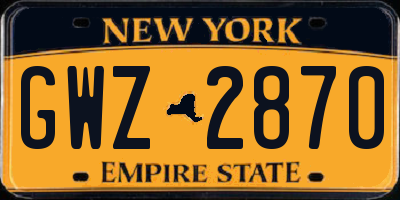 NY license plate GWZ2870