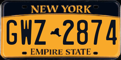 NY license plate GWZ2874