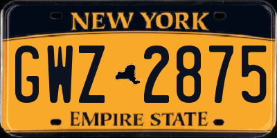 NY license plate GWZ2875