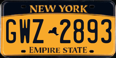 NY license plate GWZ2893