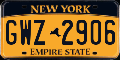 NY license plate GWZ2906